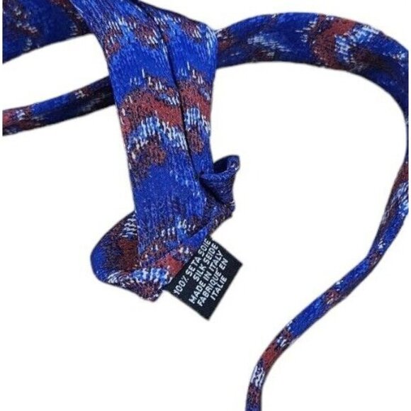 MISSONI Men's 100% Silk Necktie LUXURY Tie Blue Wave W:3.6" EUC - Picture 3 of 4
